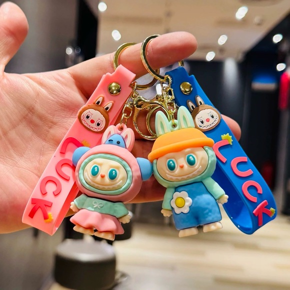 1 PC Handmade Labubu Keychain-Cute Bunny Key Ring Toy Rubber Pendant-Gift - Picture 6 of 15